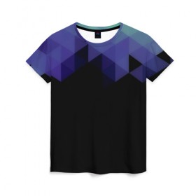 Женская футболка 3D с принтом Trianse Blue в Новосибирске, 100% полиэфир ( синтетическое хлопкоподобное полотно) | прямой крой, круглый вырез горловины, длина до линии бедер | blue | абстракция | бумага | геометрия | грани | изгиб | линии | оптические | полигоны | полосы | постель | розовый | синий | сочетания | текстура | треугольники