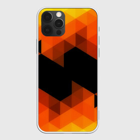 Чехол для iPhone 12 Pro Max с принтом Trianse Orange в Новосибирске, Силикон |  | Тематика изображения на принте: оранжевый | полигоны | треугольники | черный