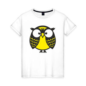 Женская футболка хлопок с принтом Совушка-сова в Новосибирске, 100% хлопок | прямой крой, круглый вырез горловины, длина до линии бедер, слегка спущенное плечо | 