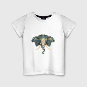 Детская футболка хлопок с принтом Индийский слон в Новосибирске, 100% хлопок | круглый вырез горловины, полуприлегающий силуэт, длина до линии бедер | Тематика изображения на принте: 