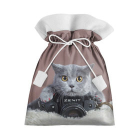 Подарочный 3D мешок с принтом Котик фотограф в Новосибирске, 100% полиэстер | Размер: 29*39 см | кот | котик | кошка | объектив | фотоаппарат | фотограф