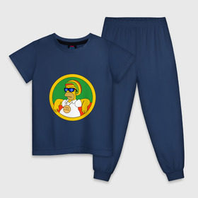 Детская пижама хлопок с принтом Раста-Гомер в Новосибирске, 100% хлопок |  брюки и футболка прямого кроя, без карманов, на брюках мягкая резинка на поясе и по низу штанин
 | Тематика изображения на принте: гомер | мульт | симпсоны