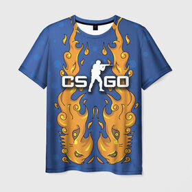 Мужская футболка 3D с принтом Fire Elemental в Новосибирске, 100% полиэфир | прямой крой, круглый вырез горловины, длина до линии бедер | counter | cs | cs:go | go | strike | дух | огня