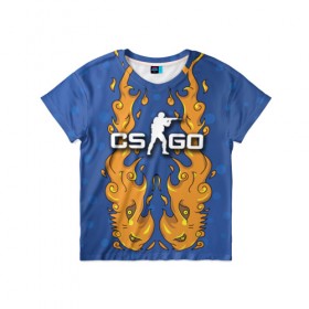 Детская футболка 3D с принтом Fire Elemental в Новосибирске, 100% гипоаллергенный полиэфир | прямой крой, круглый вырез горловины, длина до линии бедер, чуть спущенное плечо, ткань немного тянется | Тематика изображения на принте: counter | cs | cs:go | go | strike | дух | огня