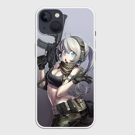 Чехол для iPhone 13 с принтом Девушка с оружием в Новосибирске,  |  | anime | automatic | beautiful | girl | guns | japanese | автомат | аниме | девушка | красивая | оружие | японский