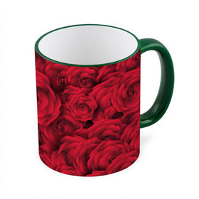 Кружка 3D с принтом Красные розы в Новосибирске, керамика | ёмкость 330 мл | любовь | мозаика | розы | сердце | узор