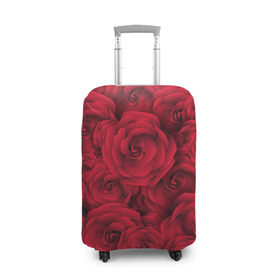 Чехол для чемодана 3D с принтом Красные розы в Новосибирске, 86% полиэфир, 14% спандекс | двустороннее нанесение принта, прорези для ручек и колес | любовь | мозаика | розы | сердце | узор