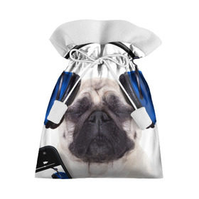 Подарочный 3D мешок с принтом Мопс в наушниках в Новосибирске, 100% полиэстер | Размер: 29*39 см | дворняжка | домашние животные | любимец | мопс | пес | песик | питомец | собака | собачка