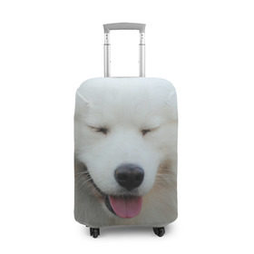 Чехол для чемодана 3D с принтом Самоед в Новосибирске, 86% полиэфир, 14% спандекс | двустороннее нанесение принта, прорези для ручек и колес | далматин | лабрадор | любимец | овчарка | пес | питомец | самоед | собака | собачка | щенок