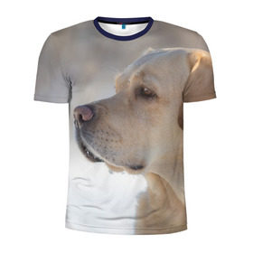 Мужская футболка 3D спортивная с принтом Лабрадор в Новосибирске, 100% полиэстер с улучшенными характеристиками | приталенный силуэт, круглая горловина, широкие плечи, сужается к линии бедра | Тематика изображения на принте: далматин | далматинец | дворняга | лабрадор | любимец | овчарка | пес | питомец | самоед | собака | собачка | щенок