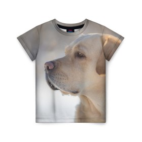 Детская футболка 3D с принтом Лабрадор в Новосибирске, 100% гипоаллергенный полиэфир | прямой крой, круглый вырез горловины, длина до линии бедер, чуть спущенное плечо, ткань немного тянется | далматин | далматинец | дворняга | лабрадор | любимец | овчарка | пес | питомец | самоед | собака | собачка | щенок