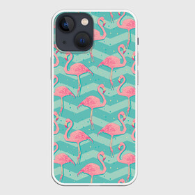 Чехол для iPhone 13 mini с принтом flamingo в Новосибирске,  |  | flamingo | абстракция | фламинго