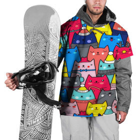 Накидка на куртку 3D с принтом Котики в Новосибирске, 100% полиэстер |  | кошки | паттерн | разноцветный | яркий