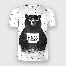 Мужская футболка 3D спортивная с принтом Bear Hugs в Новосибирске, 100% полиэстер с улучшенными характеристиками | приталенный силуэт, круглая горловина, широкие плечи, сужается к линии бедра | Тематика изображения на принте: animal | bear | beast | fashion | funny | hipster | hugs | nature | style | животное | зверь | медведь | мода | объятья | прикол | природа | стиль | хипстер