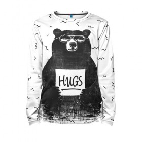 Детский лонгслив 3D с принтом Bear Hugs в Новосибирске, 100% полиэстер | длинные рукава, круглый вырез горловины, полуприлегающий силуэт
 | animal | bear | beast | fashion | funny | hipster | hugs | nature | style | животное | зверь | медведь | мода | объятья | прикол | природа | стиль | хипстер