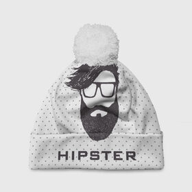 Шапка 3D c помпоном с принтом Hipster в Новосибирске, 100% полиэстер | универсальный размер, печать по всей поверхности изделия | hair | hipster | man | волосы | мужчина | парень | прическа | хипстер