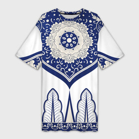Платье-футболка 3D с принтом Гжель в Новосибирске,  |  | Тематика изображения на принте: 2017 | абстракция | арт | дым | искуство | краски | новинки | радуга | узор | яркий