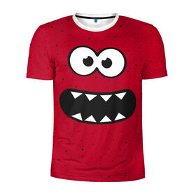 Мужская футболка 3D спортивная с принтом Веселый монстрик в Новосибирске, 100% полиэстер с улучшенными характеристиками | приталенный силуэт, круглая горловина, широкие плечи, сужается к линии бедра | eye | funny | hell | monster | smile | глаз | домовой | зубастик | монстр | прикол | смайл | улыбка | черт