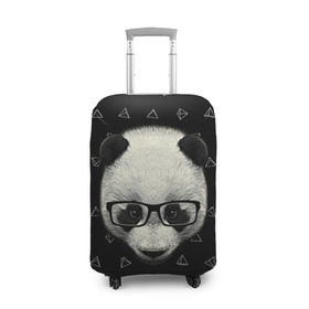 Чехол для чемодана 3D с принтом Умная панда в Новосибирске, 86% полиэфир, 14% спандекс | двустороннее нанесение принта, прорези для ручек и колес | animal | bear | beast | hipster | panda | smart | животное | зверь | медведь | очки | панда | свэг | умный | хипстер