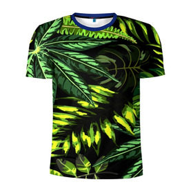 Мужская футболка 3D спортивная с принтом Листья в Новосибирске, 100% полиэстер с улучшенными характеристиками | приталенный силуэт, круглая горловина, широкие плечи, сужается к линии бедра | Тематика изображения на принте: зеленый | листва | паттерн