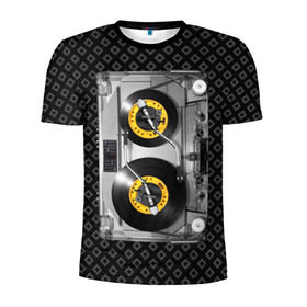 Мужская футболка 3D спортивная с принтом DJ Tape в Новосибирске, 100% полиэстер с улучшенными характеристиками | приталенный силуэт, круглая горловина, широкие плечи, сужается к линии бедра | dj | equalizer | music | retro | sound | tape | диджей | кассета | меломан | музыка | пленка | ретро | эквалайзер
