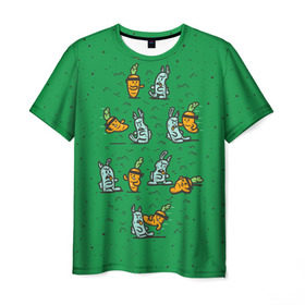 Мужская футболка 3D с принтом Боевая морковь в Новосибирске, 100% полиэфир | прямой крой, круглый вырез горловины, длина до линии бедер | animal | beast | karate | nature | rabbit | vegan | битва | бой | веган | вегетарианец | животное | зайка | зайчик | заяц | зверь | карате | кролик | морковь | овощ | природа