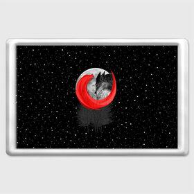 Магнит 45*70 с принтом Красная шапочка в Новосибирске, Пластик | Размер: 78*52 мм; Размер печати: 70*45 | animal | beast | girl | moon | rage | roar | space | star | wolf | волк | девушка | животное | зверь | космос | красная | луна | рык | сказка | шапочка | ярость