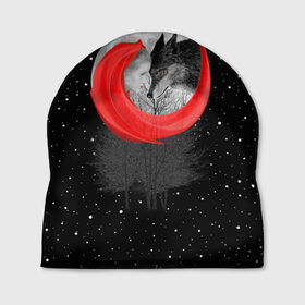Шапка 3D с принтом Красная шапочка в Новосибирске, 100% полиэстер | универсальный размер, печать по всей поверхности изделия | animal | beast | girl | moon | rage | roar | space | star | wolf | волк | девушка | животное | зверь | космос | красная | луна | рык | сказка | шапочка | ярость