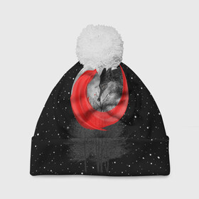 Шапка 3D c помпоном с принтом Красная шапочка в Новосибирске, 100% полиэстер | универсальный размер, печать по всей поверхности изделия | animal | beast | girl | moon | rage | roar | space | star | wolf | волк | девушка | животное | зверь | космос | красная | луна | рык | сказка | шапочка | ярость