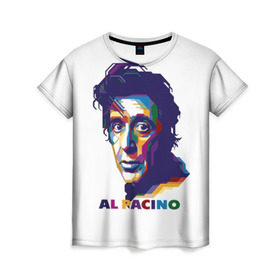 Женская футболка 3D с принтом Al Pacino в Новосибирске, 100% полиэфир ( синтетическое хлопкоподобное полотно) | прямой крой, круглый вырез горловины, длина до линии бедер | актёр | аль пачино | артист | звезда | кино | киноактёр | кинозвезда | кинофильм | роль
