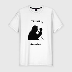 Мужская футболка премиум с принтом Дональд Трамп в Новосибирске, 92% хлопок, 8% лайкра | приталенный силуэт, круглый вырез ворота, длина до линии бедра, короткий рукав | 