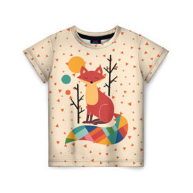Детская футболка 3D с принтом Осенняя лисичка в Новосибирске, 100% гипоаллергенный полиэфир | прямой крой, круглый вырез горловины, длина до линии бедер, чуть спущенное плечо, ткань немного тянется | animal | beast | cat | fox | kitty | nature | orange | животное | зверь | кот | котик | кошка | лиса | лисичка | оранжевая | осень | природа