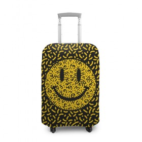 Чехол для чемодана 3D с принтом Радостный смайл в Новосибирске, 86% полиэфир, 14% спандекс | двустороннее нанесение принта, прорези для ручек и колес | Тематика изображения на принте: funny | joke | smile | радость | смайл | смех | улыбка | шутка