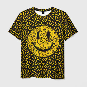 Мужская футболка 3D с принтом Радостный смайл в Новосибирске, 100% полиэфир | прямой крой, круглый вырез горловины, длина до линии бедер | Тематика изображения на принте: funny | joke | smile | радость | смайл | смех | улыбка | шутка