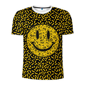 Мужская футболка 3D спортивная с принтом Радостный смайл в Новосибирске, 100% полиэстер с улучшенными характеристиками | приталенный силуэт, круглая горловина, широкие плечи, сужается к линии бедра | Тематика изображения на принте: funny | joke | smile | радость | смайл | смех | улыбка | шутка