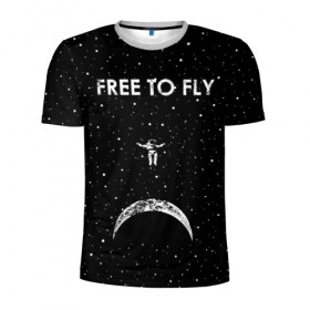 Мужская футболка 3D спортивная с принтом Free to Fly в Новосибирске, 100% полиэстер с улучшенными характеристиками | приталенный силуэт, круглая горловина, широкие плечи, сужается к линии бедра | astronaut | cosmic | cosmonaut | cosmos | fly | galaxy | planet | space | star | universe | астронавт | вселенная | галактика | звезды | космонавт | космос | планета | полет