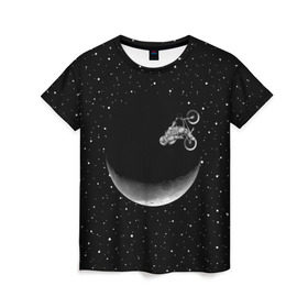 Женская футболка 3D с принтом Астронавт байкер в Новосибирске, 100% полиэфир ( синтетическое хлопкоподобное полотно) | прямой крой, круглый вырез горловины, длина до линии бедер | astronaut | cosmonaut | cosmos | galaxy | moto | planet | space | star | universe | астронавт | байкер | вселенная | галактика | звезды | космонавт | космос | луна | мотоцикл | планета