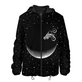 Мужская куртка 3D с принтом Астронавт байкер в Новосибирске, ткань верха — 100% полиэстер, подклад — флис | прямой крой, подол и капюшон оформлены резинкой с фиксаторами, два кармана без застежек по бокам, один большой потайной карман на груди. Карман на груди застегивается на липучку | astronaut | cosmonaut | cosmos | galaxy | moto | planet | space | star | universe | астронавт | байкер | вселенная | галактика | звезды | космонавт | космос | луна | мотоцикл | планета