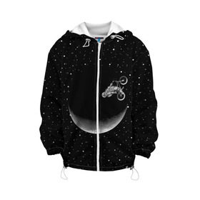 Детская куртка 3D с принтом Астронавт байкер в Новосибирске, 100% полиэстер | застежка — молния, подол и капюшон оформлены резинкой с фиксаторами, по бокам — два кармана без застежек, один потайной карман на груди, плотность верхнего слоя — 90 г/м2; плотность флисового подклада — 260 г/м2 | astronaut | cosmonaut | cosmos | galaxy | moto | planet | space | star | universe | астронавт | байкер | вселенная | галактика | звезды | космонавт | космос | луна | мотоцикл | планета