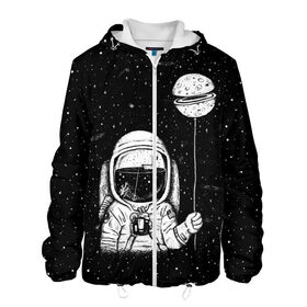 Мужская куртка 3D с принтом Астронавт с шариком в Новосибирске, ткань верха — 100% полиэстер, подклад — флис | прямой крой, подол и капюшон оформлены резинкой с фиксаторами, два кармана без застежек по бокам, один большой потайной карман на груди. Карман на груди застегивается на липучку | astronaut | cosmonaut | cosmos | dead | galaxy | moon | planet | space | star | universe | астронавт | вселенная | галактика | звезды | космонавт | космос | луна | планета | шарик
