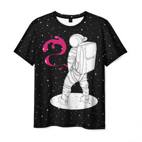 Мужская футболка 3D с принтом Космическая струя в Новосибирске, 100% полиэфир | прямой крой, круглый вырез горловины, длина до линии бедер | astronaut | cosmonaut | cosmos | galaxy | planet | space | star | universe | астронавт | вселенная | галактика | гравитация | звезды | космонавт | космос | планета | прикол