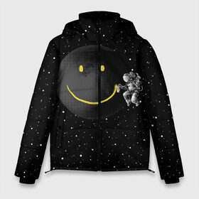 Мужская зимняя куртка 3D с принтом Лунная улыбка в Новосибирске, верх — 100% полиэстер; подкладка — 100% полиэстер; утеплитель — 100% полиэстер | длина ниже бедра, свободный силуэт Оверсайз. Есть воротник-стойка, отстегивающийся капюшон и ветрозащитная планка. 

Боковые карманы с листочкой на кнопках и внутренний карман на молнии. | Тематика изображения на принте: astronaut | cosmonaut | cosmos | galaxy | meteor | moon | planet | smile | space | universe | астронавт | вселенная | галактика | звезды | космонавт | космос | луна | смайл | улыбка