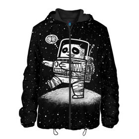 Мужская куртка 3D с принтом Панда лунатик в Новосибирске, ткань верха — 100% полиэстер, подклад — флис | прямой крой, подол и капюшон оформлены резинкой с фиксаторами, два кармана без застежек по бокам, один большой потайной карман на груди. Карман на груди застегивается на липучку | astronaut | cosmonaut | cosmos | galaxy | gravity | moon | planet | space | star | universe | астронавт | вселенная | галактика | звезды | космонавт | космос | луна | лунатик