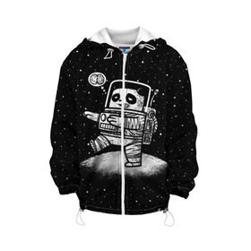 Детская куртка 3D с принтом Панда лунатик в Новосибирске, 100% полиэстер | застежка — молния, подол и капюшон оформлены резинкой с фиксаторами, по бокам — два кармана без застежек, один потайной карман на груди, плотность верхнего слоя — 90 г/м2; плотность флисового подклада — 260 г/м2 | Тематика изображения на принте: astronaut | cosmonaut | cosmos | galaxy | gravity | moon | planet | space | star | universe | астронавт | вселенная | галактика | звезды | космонавт | космос | луна | лунатик