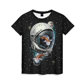 Женская футболка 3D с принтом Подводный космос в Новосибирске, 100% полиэфир ( синтетическое хлопкоподобное полотно) | прямой крой, круглый вырез горловины, длина до линии бедер | astronaut | cosmonaut | cosmos | galaxy | meteor | moon | planet | space | star | universe | астронавт | бесконечность | вселенная | галактика | звезды | космонавт | космос | луна