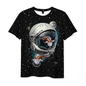 Мужская футболка 3D с принтом Подводный космос в Новосибирске, 100% полиэфир | прямой крой, круглый вырез горловины, длина до линии бедер | astronaut | cosmonaut | cosmos | galaxy | meteor | moon | planet | space | star | universe | астронавт | бесконечность | вселенная | галактика | звезды | космонавт | космос | луна