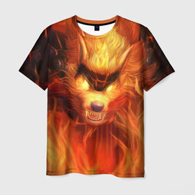 Мужская футболка 3D с принтом Fire Wolf в Новосибирске, 100% полиэфир | прямой крой, круглый вырез горловины, длина до линии бедер | Тематика изображения на принте: league of legends | lol | warwick | wolf | варвик | волк | лига легенд | лол