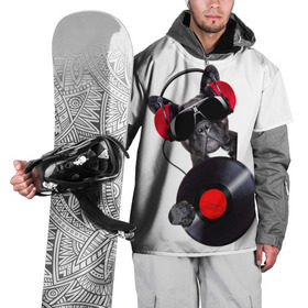 Накидка на куртку 3D с принтом DJ бульдог в Новосибирске, 100% полиэстер |  | бульдог | винил | диджей | музыка | наушники | очки | пёс | пластинка | собака | юмор