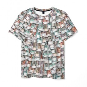 Мужская футболка 3D с принтом Российские деньги в Новосибирске, 100% полиэфир | прямой крой, круглый вырез горловины, длина до линии бедер | бабки | бабло | банк | банкнота | богатство | бумажный | купюры | куча | рубль