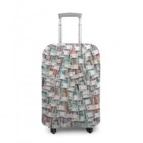 Чехол для чемодана 3D с принтом Российские деньги в Новосибирске, 86% полиэфир, 14% спандекс | двустороннее нанесение принта, прорези для ручек и колес | бабки | бабло | банк | банкнота | богатство | бумажный | купюры | куча | рубль